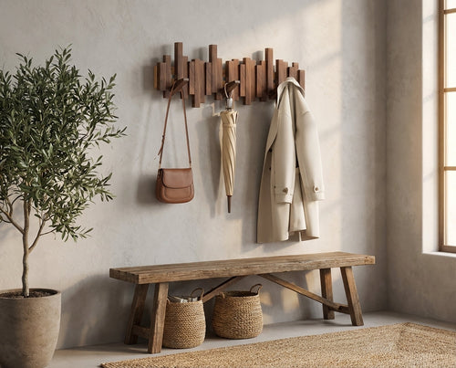 Wooden Skyline Wall-Mounted Coat Rack