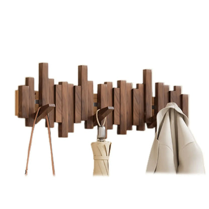 Wooden Skyline Wall-Mounted Coat Rack - Walnut