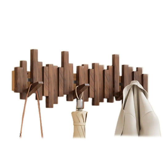 Wooden Skyline Wall-Mounted Coat Rack - Walnut