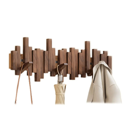 Wooden Skyline Wall-Mounted Coat Rack - Walnut