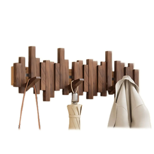 Wooden Skyline Wall-Mounted Coat Rack - Walnut