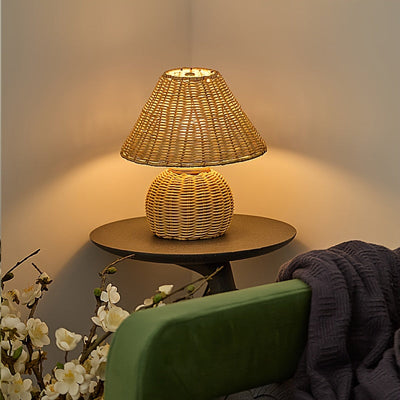 Woven Rattan Table Lamp