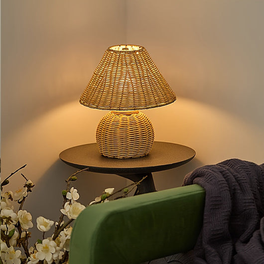 Woven Rattan Table Lamp