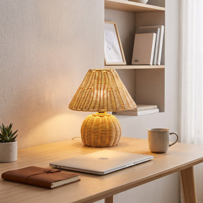 Woven Rattan Table Lamp