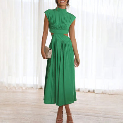 Yvonne Cut-Out Pleated Midi Dress