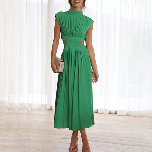 Yvonne Cut-Out Pleated Midi Dress