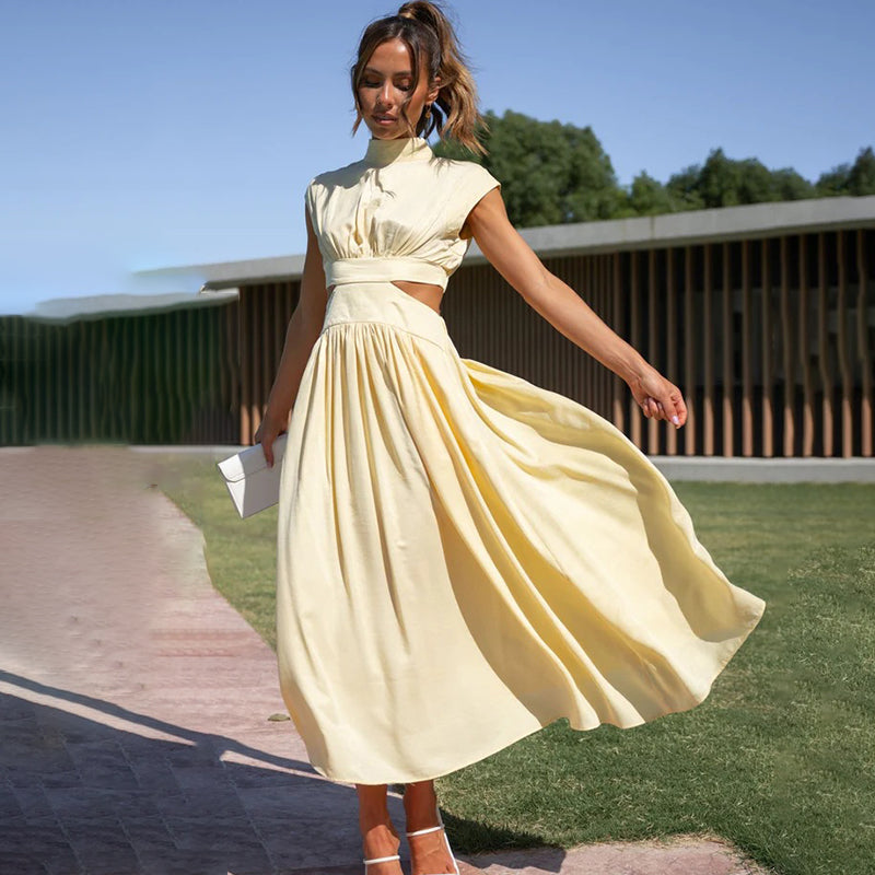 Yvonne Cut-Out Pleated Midi Dress