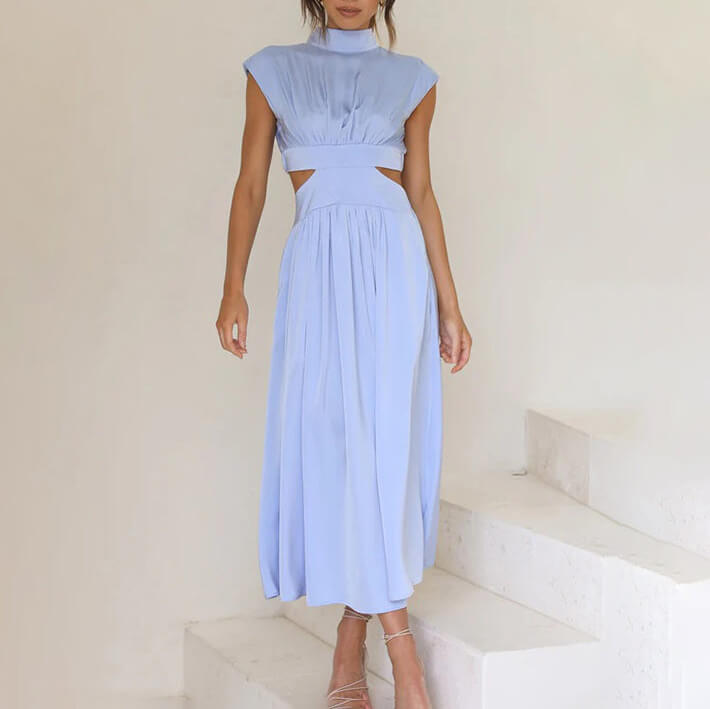 Yvonne Cut-Out Pleated Midi Dress