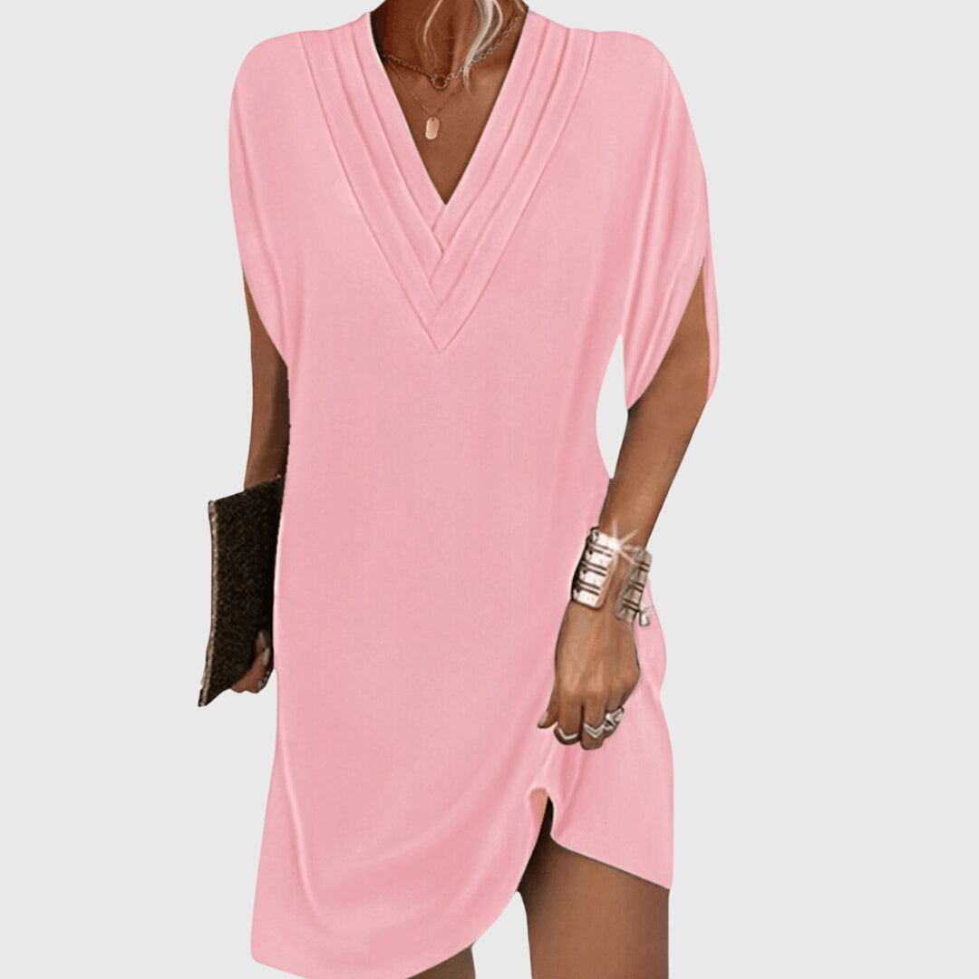 Yvonne Split-Sleeve V-Neck Mini Dress