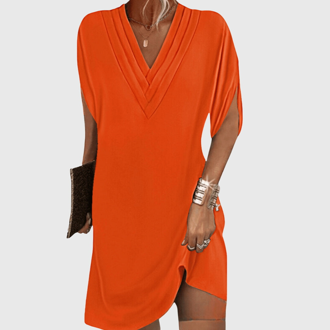 Yvonne Split-Sleeve V-Neck Mini Dress